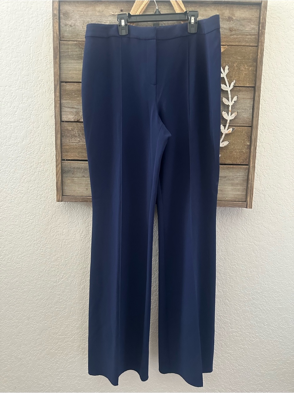 St John Women's Navy Straight-Leg triacetate Dress Pants size 12 unhemmed NWT
